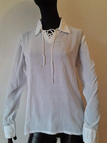 Blouse blanche transparente en coton taille s Zamba broderie effet lin