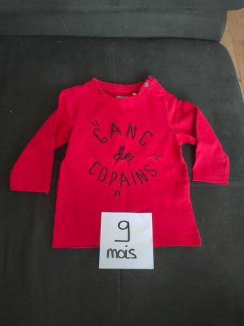 T-shirt manches longues pour bébé garçon rouge 9 mois orchestra