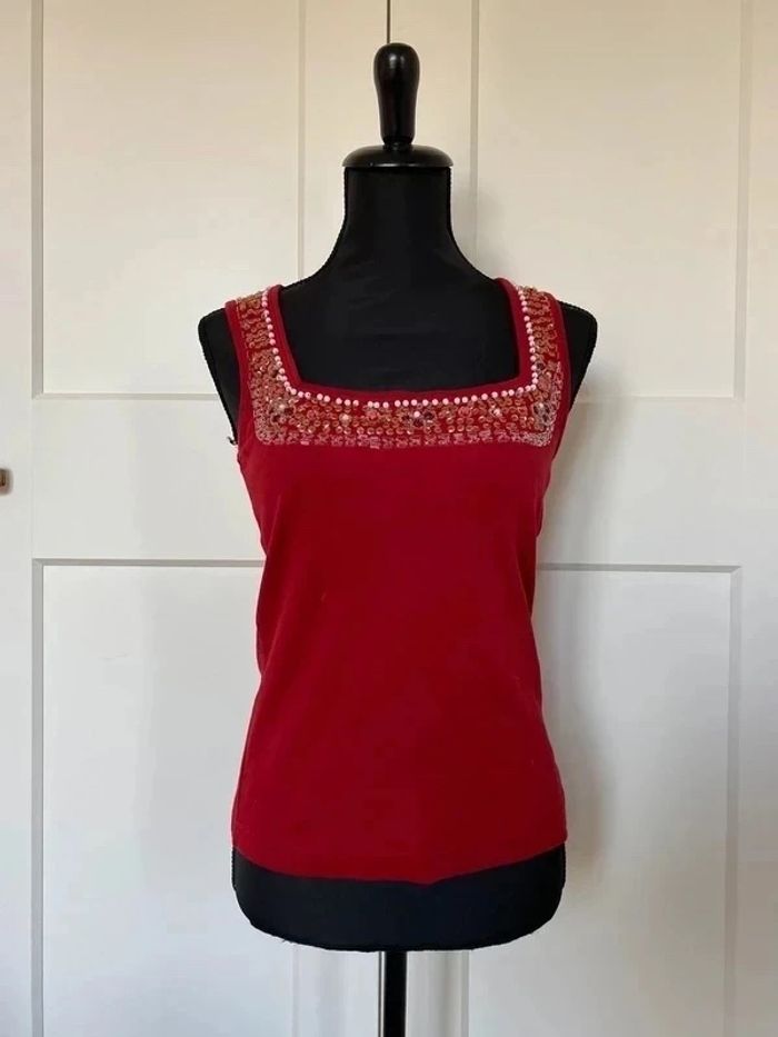 Ensemble blazer et top à strass rouge taille S / M - photo numéro 3
