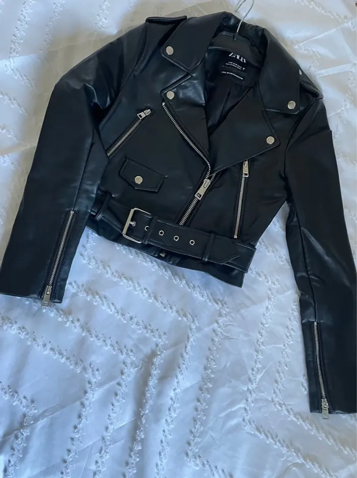 Veste Perfecto ZARA en similicuir ceinturée taille XS - photo numéro 14