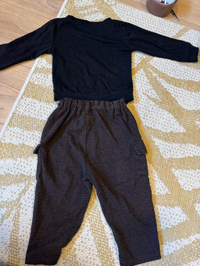 T shirt manches longues et pantalon marron velours - photo numéro 2