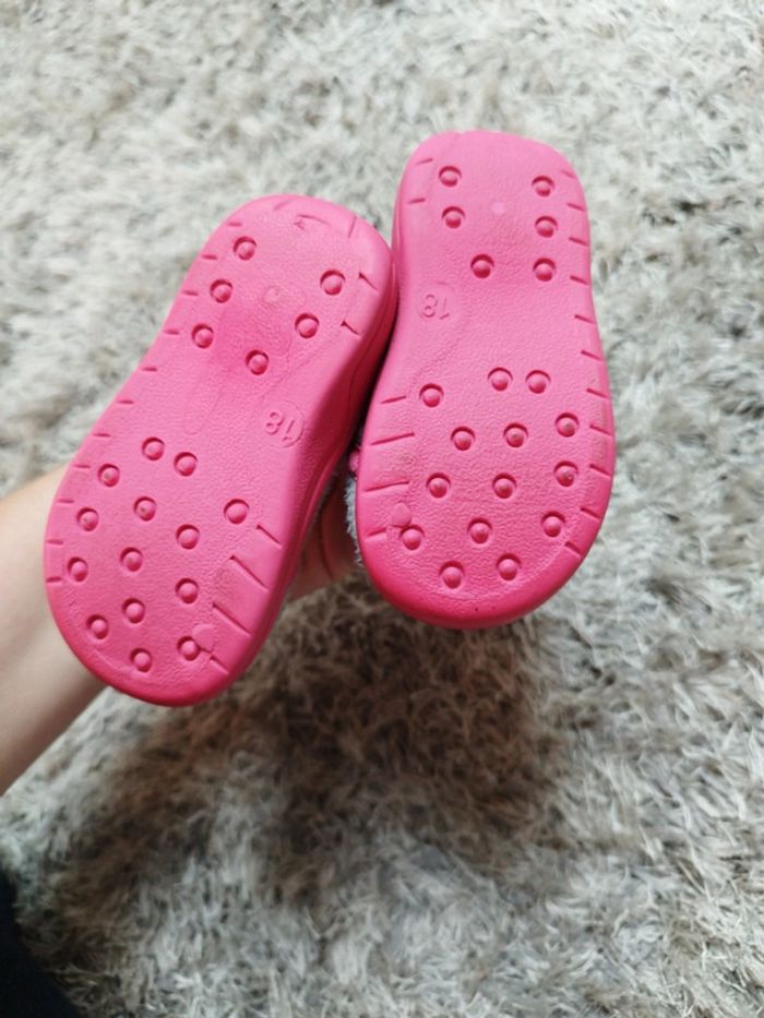 Chaussons bébé fille hibou rose et gris fermeture éclair pointure 18 - photo numéro 3