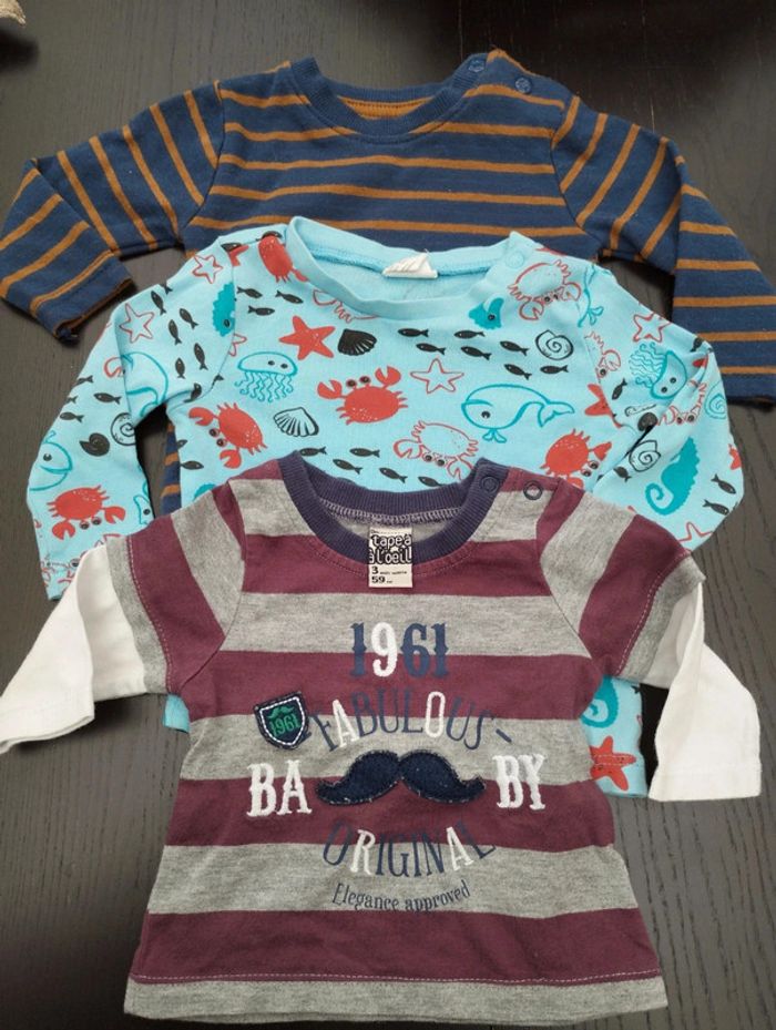 Lot de 3 tee-shirts 3 mois manches longues