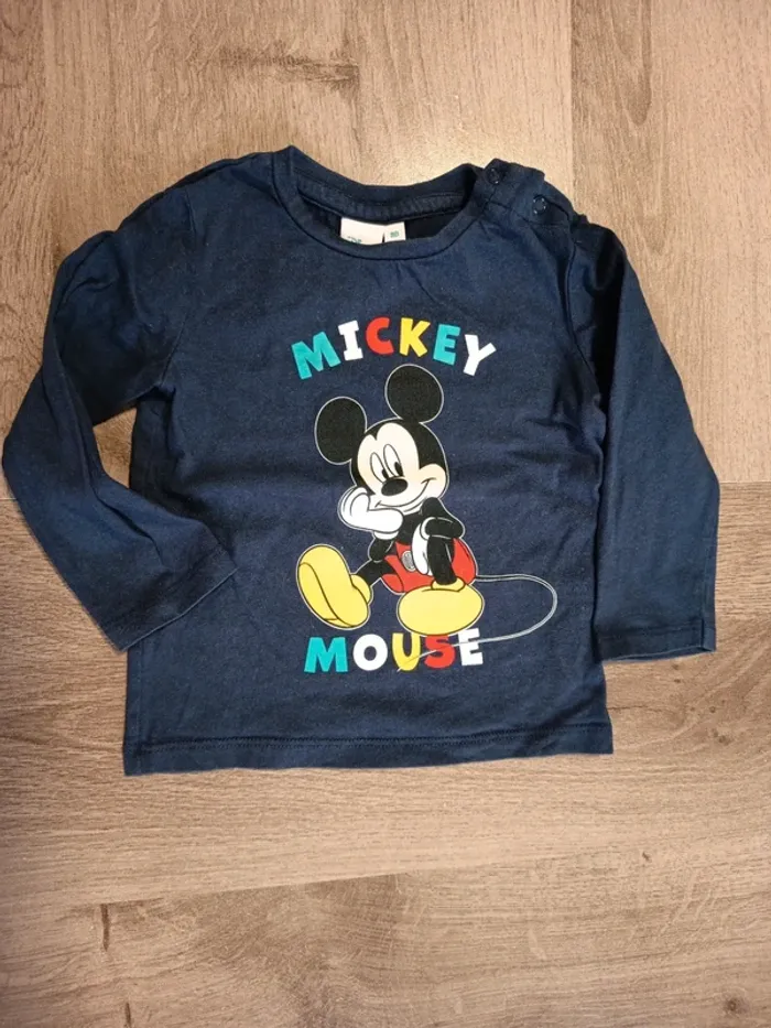 Lot 2 tee-shirts manches longues Mickey - photo numéro 4