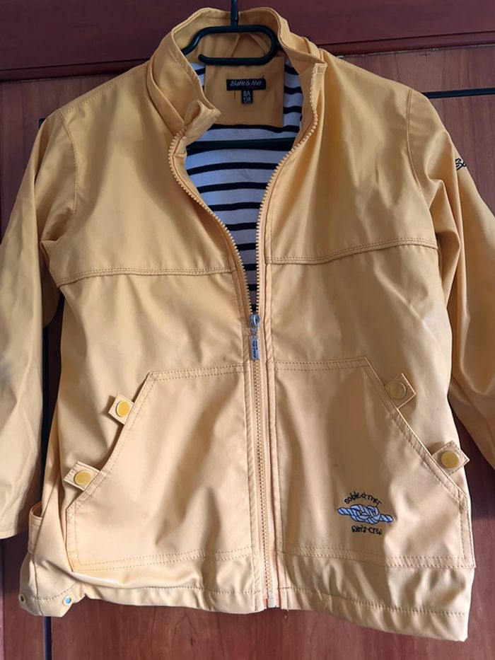 Veste imperméable jaune marinière 8 ans Sable & Mer