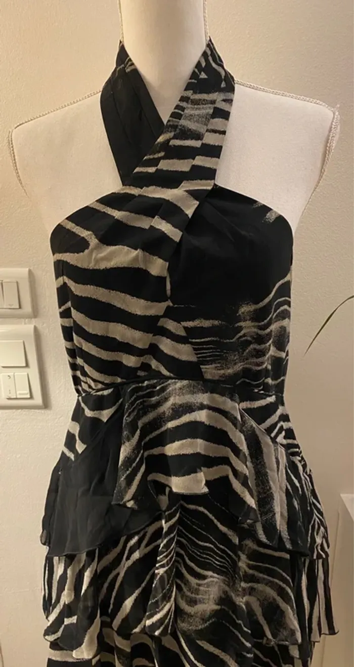 Zara Robe Bustier Zébrée Noire & Blanche Taille 42/XL