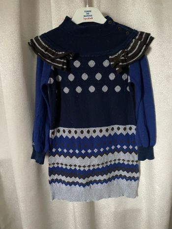 Robe chaude bleue jacquard 6 ans Catimini