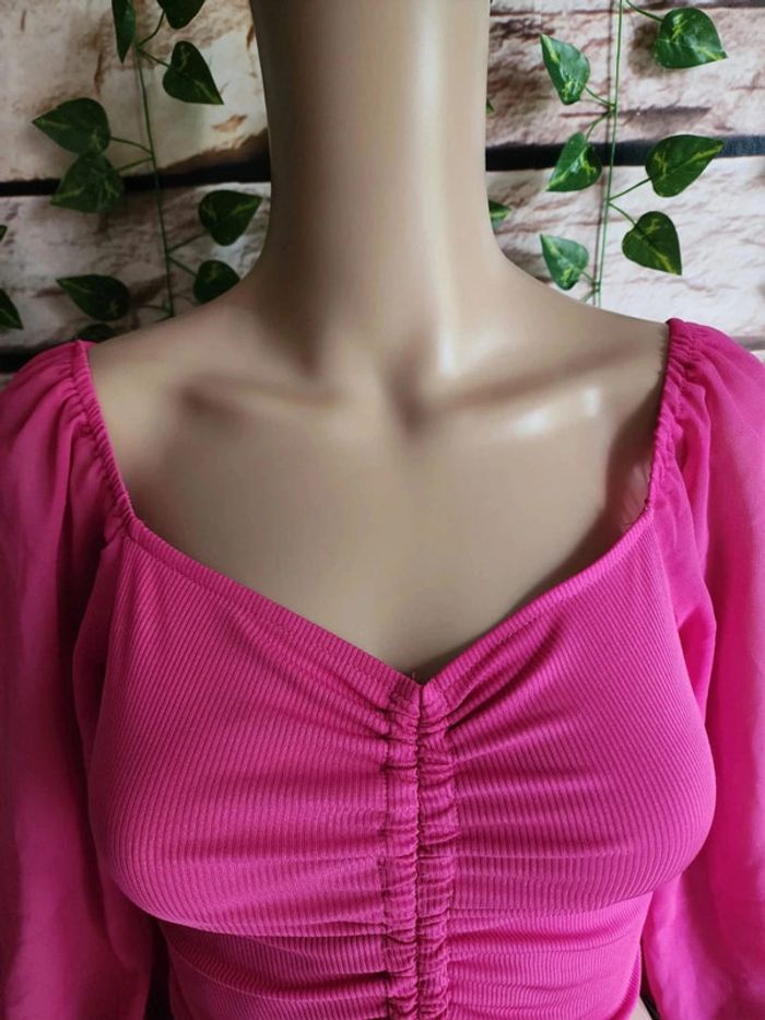 🌸Croptop Shein manches bouffantes transparentes Taille 34🌸 - photo numéro 4
