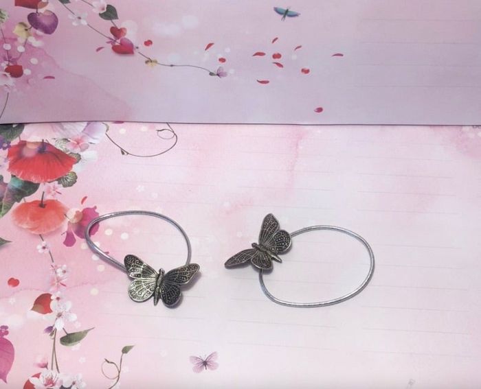 Mignons élastiques argentés papillon