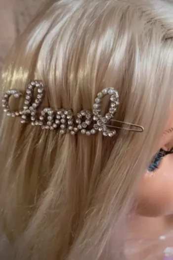 Barrette argentée strass et perle