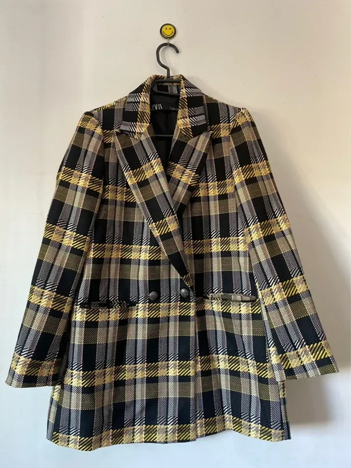 Zara Veste blazer tailleur à carreaux oversize taille S - photo numéro 5