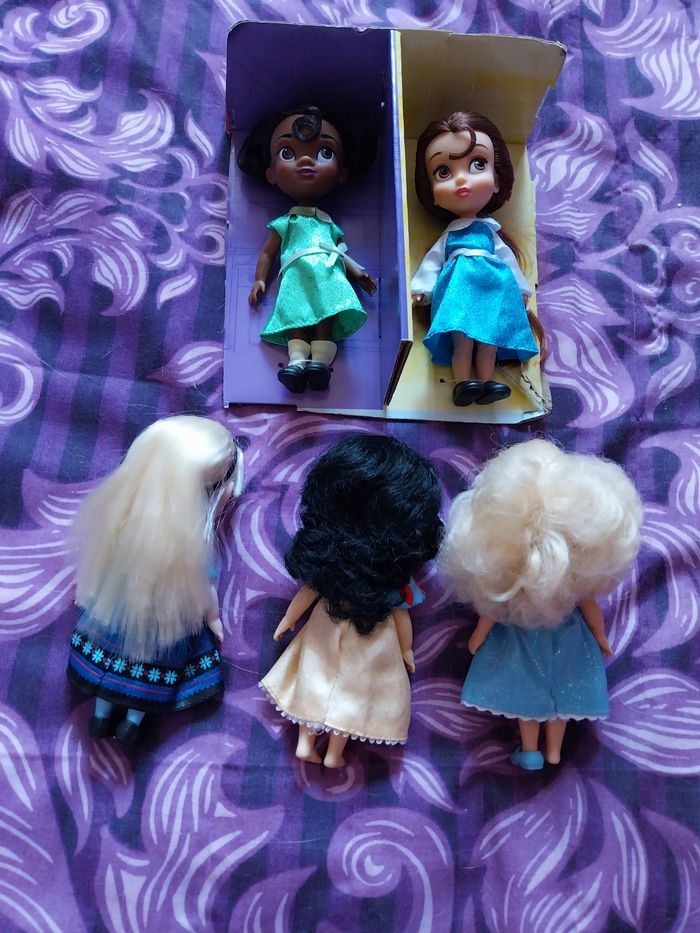 Lot 5 poupées miniatures Animators Princesses Disney Mini-Animators Tiana Elsa - photo numéro 4