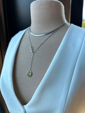 Collier argent acier 2 rangs avec chaînette réglable