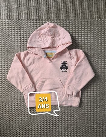 Sweet à capuche rose "starwars" - 3/4 ans