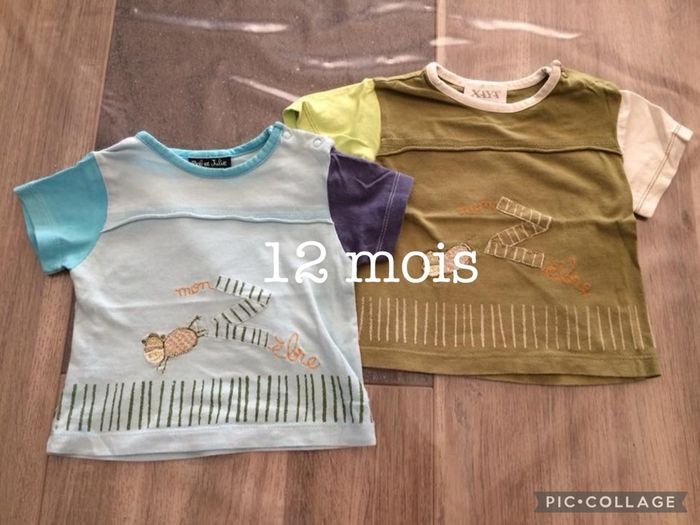 2 Tshirts manches courtes 12 mois