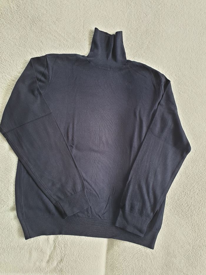 Pull col roulé homme bleu marine L