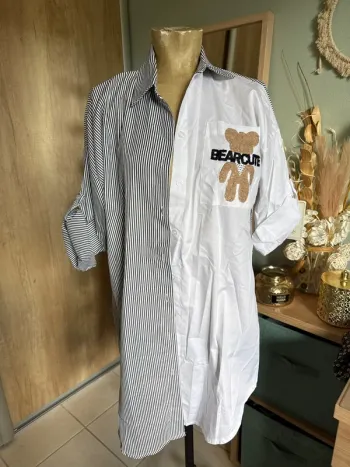 Très jolie robe chemise avec ourson femme