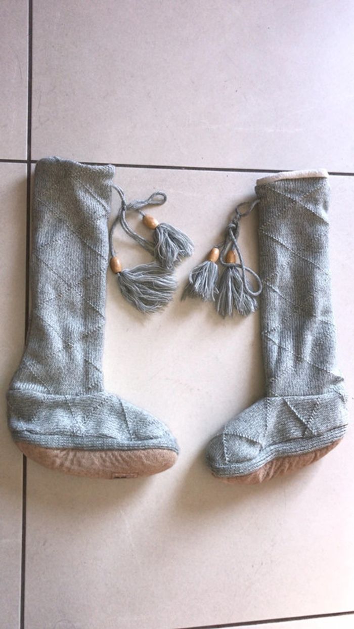 Chausson chaussette longue antidérapante à nouer 33-34