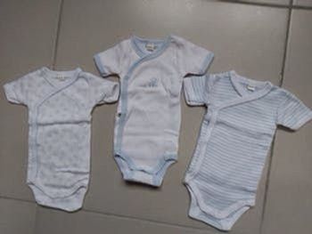 Lot de 3 bodies manches courtes 1 mois