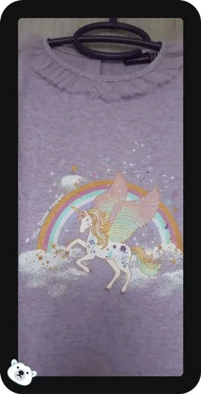 Chemise de nuit sergent major parme "licorne" 10 ans en parfait état - photo numéro 2