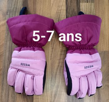 Gants ski neige violet rose wedze Decathlon 5-8 ans
