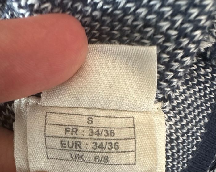 Pull en maille bariolée bleu marine et blanc Ekyog T34/36 S - photo numéro 8
