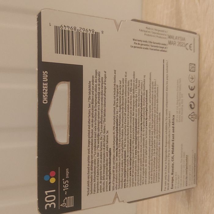 Une cartouche d'encre d'imprimante HP 301 d'origine -Tricolore - - photo numéro 2