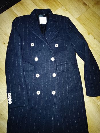 Manteau long femme Mango bleu marine