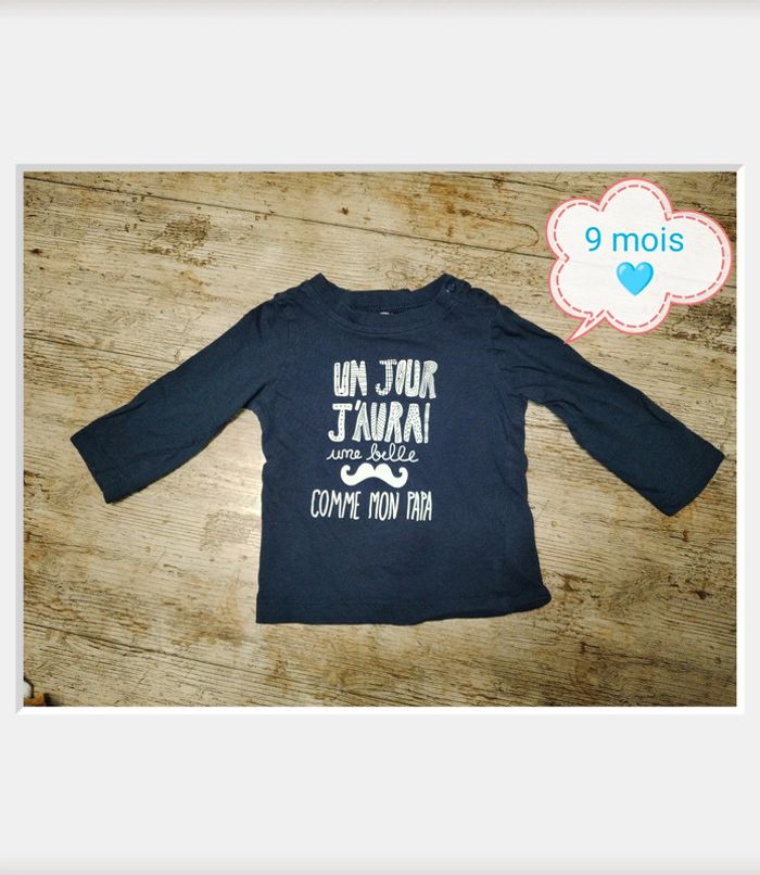 Joli t-shirt garçon manches longues 9 mois