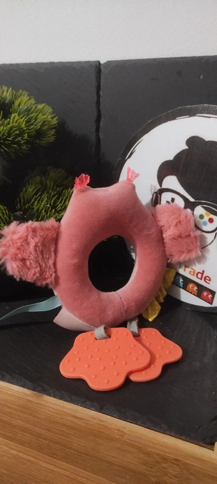 Moulin roty Mademoiselle & Ribambelle hochet anneau chouette rose Grelot Hibou - photo numéro 2