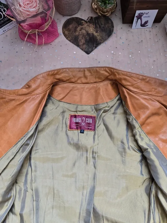 Veste en cuir de Vachette Camel taille 2 fabriquée en France🇨🇵 - photo numéro 6