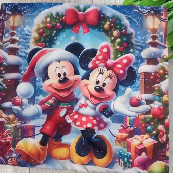 Housse de coussin Minnie et Mickey mouse Disney noël - photo numéro 2