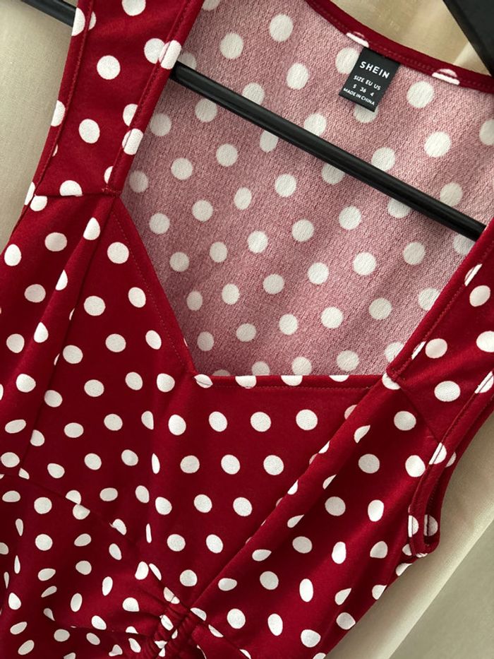 Robe longue rouge à pois blancs Shein - photo numéro 3