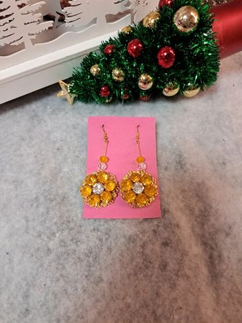 Boucles d'oreilles pendante strass orange