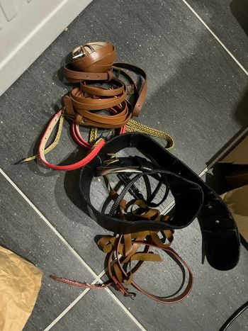 Lot ceintures diverses couleurs, longueurs et matières