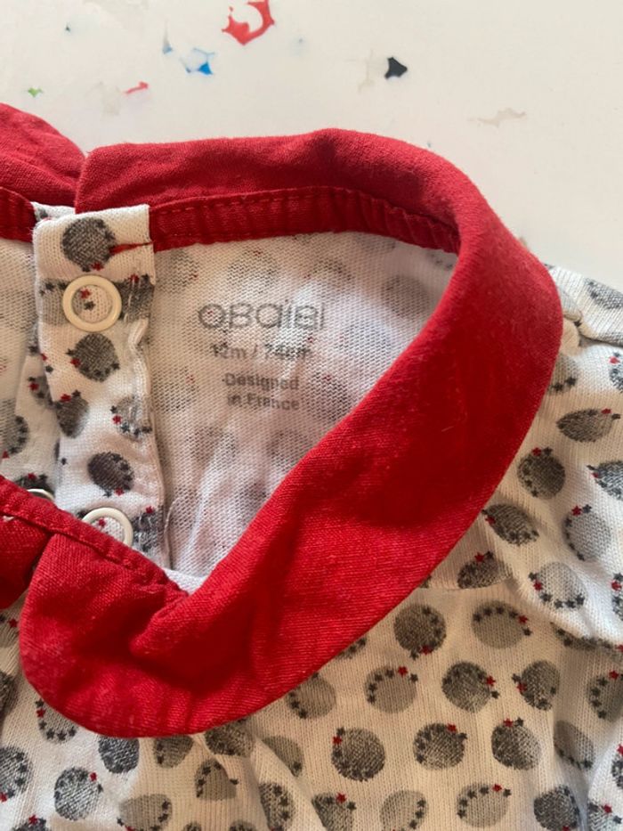 Blouse manches longues à col rond rouge 12 mois Okaidi - photo numéro 2