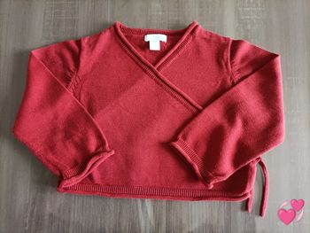 Gilet court cache cœur rouge Obaibi 23 mois