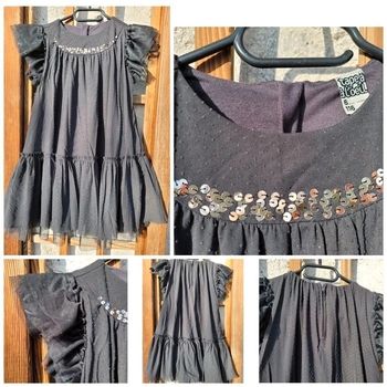 Tape à l'oeil, robe habillée noire à sequins dorés, 6 ans
