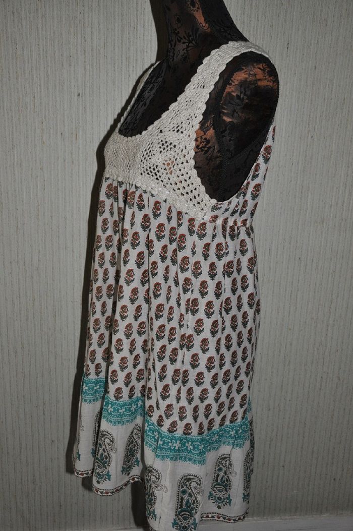 Tunique ethnique mousseline et macramé - Mim - T.42 - Neuve - photo numéro 5