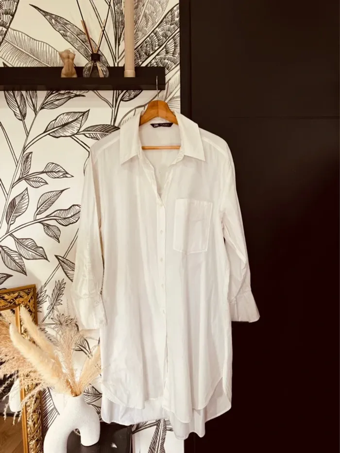 Taille 36 ~ S chemise longue et oversize femme Zara blanche 🌸