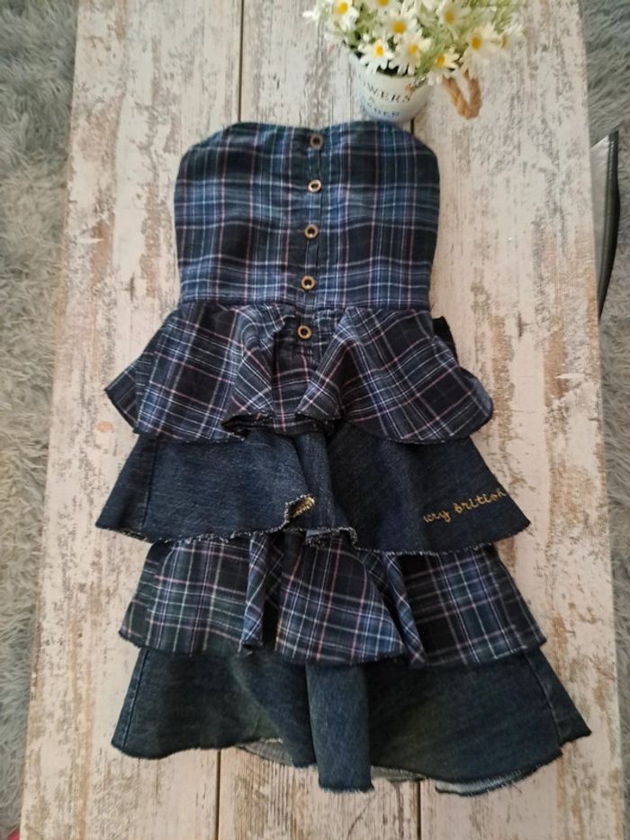 Robe vintage style écossais  et jean very British chicco - photo numéro 2