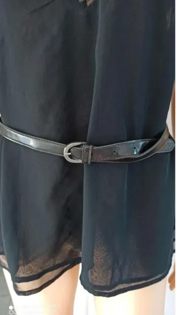 Ceinture  noire  vernis 90  cm