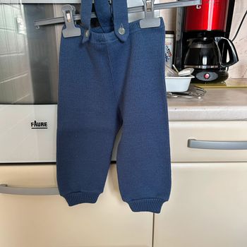 Pantalon en laine à bretelles