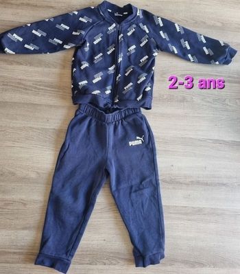 ​Ensemble jogging/survêtement Puma bleu marine veste zippée à motifs - Taille 2-3 ans Tres bonne etat