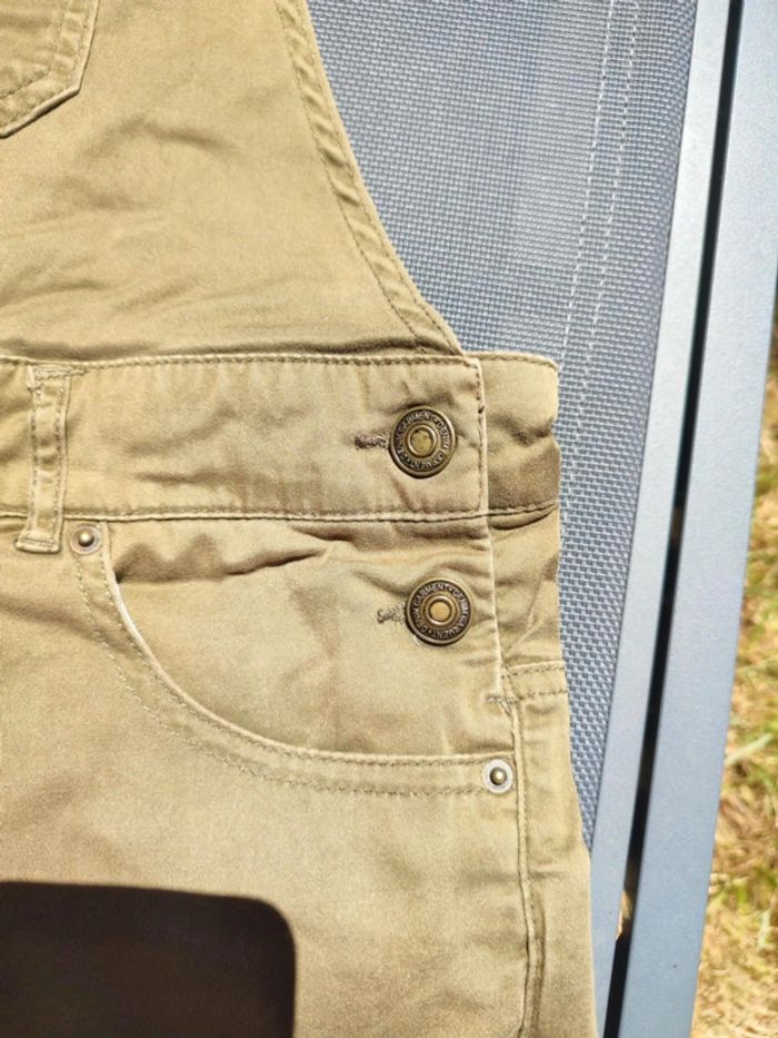 Salopette short en jean kaki Camaïeu - photo numéro 4