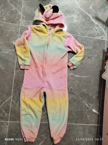 Pyjama chaud hiver combi licorne 1 pièce velours tout doux fille Disney Minnie 5/6 ans
