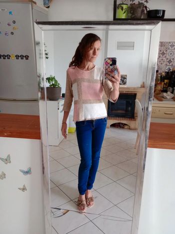 Pull femme 40  tricolore fines mailles c81