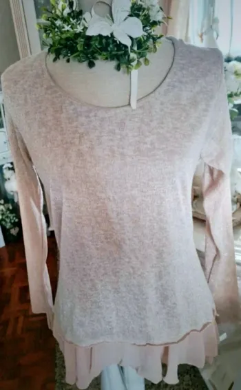 Pull beige rosé pailleté Kiabi Taille L Neuf
