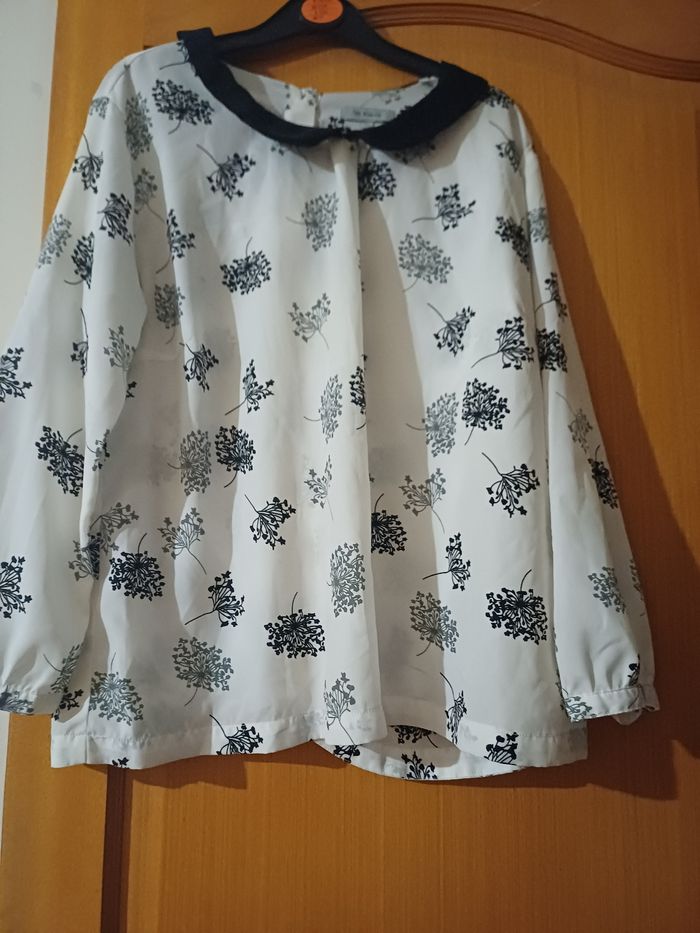chemise bi color blanc a fleur noir - photo numéro 2