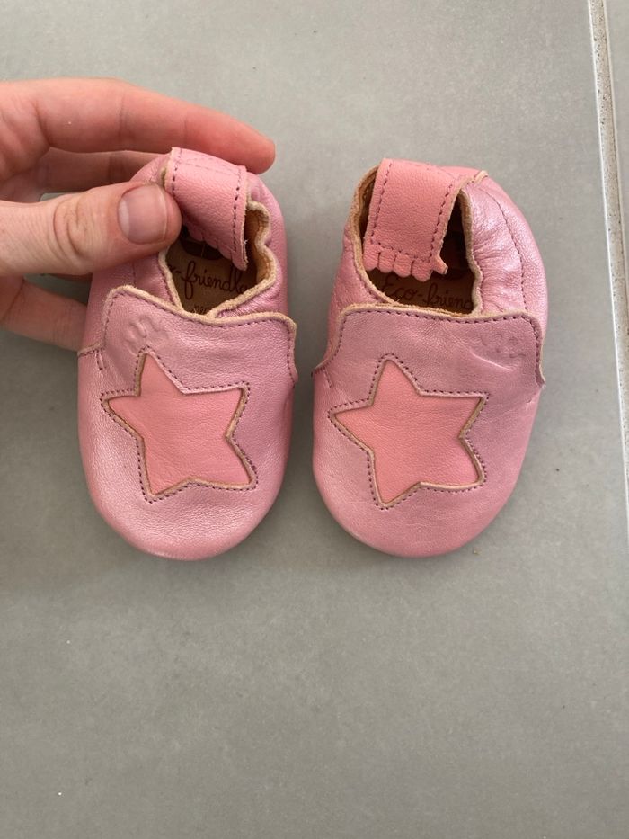 Chaussons cuir rose easy peasy 6-12 mois - photo numéro 1